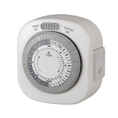 WESTEK AmerTac Mechanical Timer, 15 A, 125 V, 1875 W, 1 Outlet, White TM1677DHB